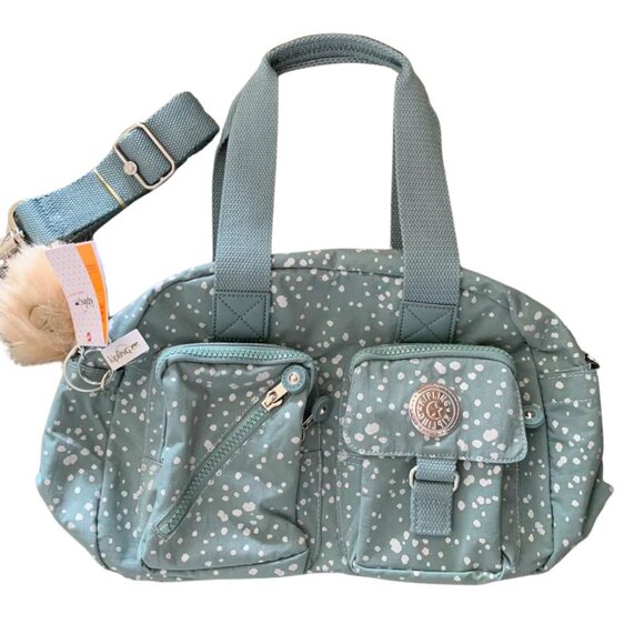 brand new Kipling vintage crossbody Defea Medium Handbag snowflake green - Picture 4 of 13